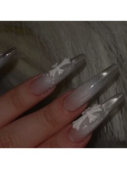 #ホワイトネイル#クロムネイル