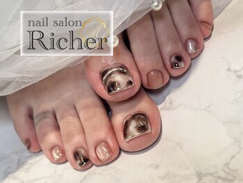 エスフィーネイルサロン リシェル(Esfy nailsalon Richer)の写真/デザインフットやりたい方★【フリーアート2本¥9800/10本¥10800】視線が集まる自分好みのフットネイル♪
