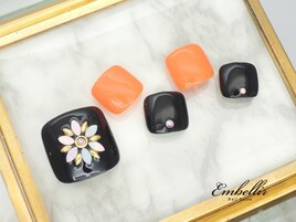 (915)花柄リーフホロネイル