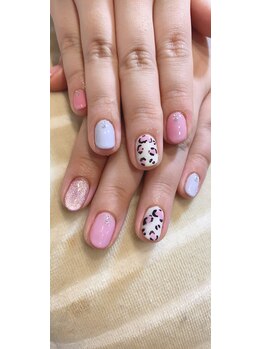 ネイル ハピネス(Happiness)/春のパステルレオパード6500円