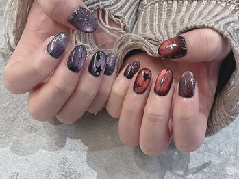 パープル×ボルドーネイル