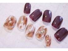ラルネイル 大宮(Lull. nail)/＊カフェラテマーブル＊アシメ＊