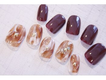 ラルネイル 大宮(Lull. nail)/＊カフェラテマーブル＊アシメ＊