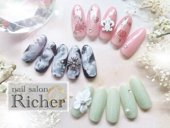 エスフィーネイルサロン リシェル(Esfy nailsalon Richer)の写真/大人気!【ワンホン定額アート¥6500】ワンホンネイルも定額でできる♪宝石のようにきらめく指先を叶えます★