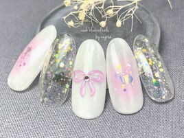 ぷっくりリボンネイル