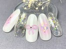 ぷっくりリボンネイル