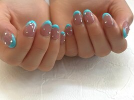 ピンク×ブルー　フレンチ