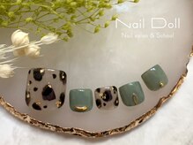 ネイルドール(Nail Doll)/フット　カーキ×アニマル