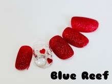 ネイルアンドまつげエクステ ブルーリーフ 四谷三丁目店(Blue Reef)/ハート＆ラメのマットネイル