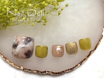 ネイルドール(Nail Doll)/フット 秋色タイダイ