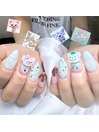 パステルキャットポップ風ネイル