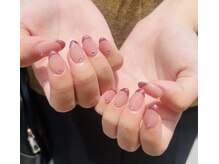ハズグラスネイル(Haze Grass nail)/ラメフレンチネイル
