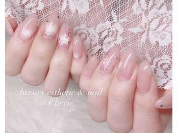 微粒子マグ×フラワーネイル