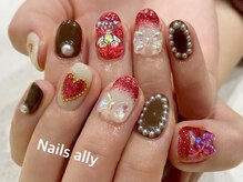 ネイルズアリー 立川店(Nails ally)/バレンタインネイル×くまちゃん
