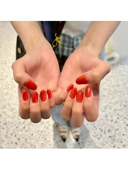 ホワイトネイル 難波店(WHITE NAIL)/ちゅるんネイル/ワンカラー/赤
