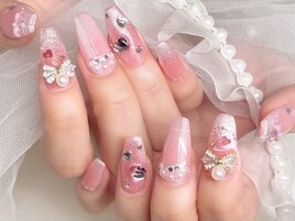 ハート　チェック　ピンク