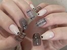 チェックハートネイル