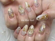 ピオミエルネイル 新宿(pio miel nail)/シャンパンゴールド×ホワイト