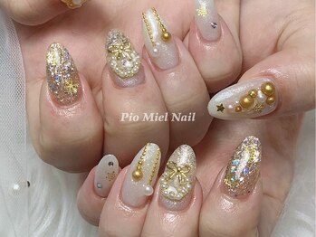 ピオミエルネイル 新宿(pio miel nail)/シャンパンゴールド×ホワイト
