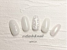 エストラッシュアンドネイル 銀座店(est lash&nail)/白ヒョウ柄ネイル