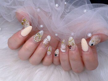 スノーネイルサロン 新宿店(Snow nail salon)/冬ニット雪の結晶チャームパール