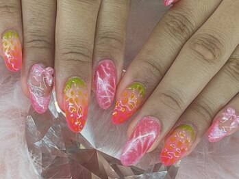 グロッシー ネイル(glossy nails)の写真/【岡崎市・完全個室】ギャルネイル×キラキラネイルで盛れ確＊スカルプ＆長さだしは丁寧なケアで長持ち◎