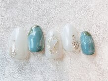 ブレスネイル(brace Nail)/マーブルブルーとシェルラメ
