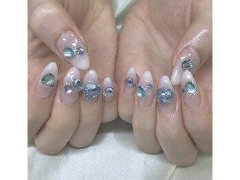 ミュウ(myw)/Blue宝石ビジューネイル