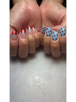 ドット×フレンチネイル☆