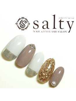 ネイルアンドアイラッシュサロン ソルティ 寺田町(salty)/ハーフミラーネイル