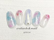 エストラッシュアンドネイル 銀座店(est lash&nail)/ホワイトミラーマーブルネイル