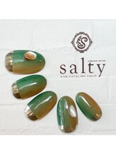 ネイルアンドアイラッシュサロン ソルティ 寺田町(salty)/縦グラネイル