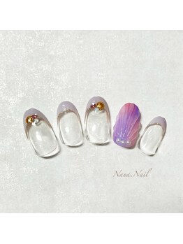 ナナネイル(Nana.Nail)/マーメイド貝殻+フレンチネイル