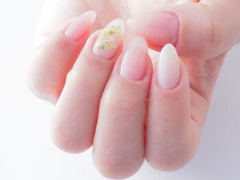 パップネイル(PAP NAIL)/春ネイル押し花シースルー