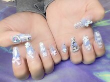 スノーネイルサロン 新宿店(Snow nail salon)/水色チーククロスハート