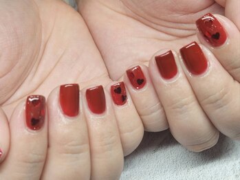 プロモート 岡山城下店(Promote)/ハートホロバレンタインネイル