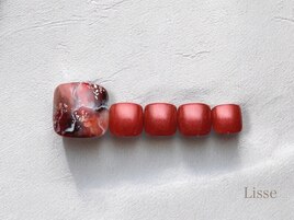 ルビー天然石ネイル