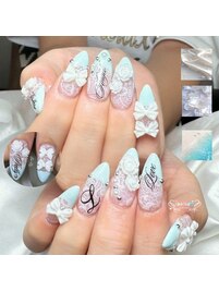 アイスブルーレースネイル