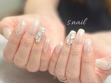 s.nail【エスネイル】大崎市古川 フィルイン対応/定額/ワンカラー/マグネットの雰囲気（特別な日にも映える◇上品華やかビジュー）