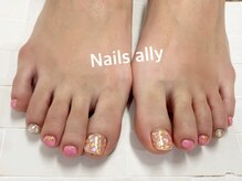 ネイルズアリー 立川店(Nails ally)/シェルニュアンス×ピンク