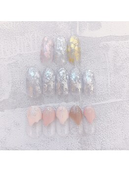 オーブ(AUBE)/塗りかけネイル、ホイルネイル