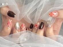 バタフライ 津田沼店(Butterfly)/チーク×ガーリーネイル.・*