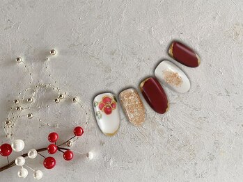 FAST NAIL 春日部店【パラジェル/ジェルネイル専門/定額/マグネット/フットネイル】/雪の結晶 フレンチ【11083】