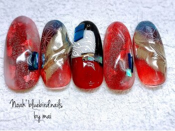 ノアブルーバードネイルズ(Noah' bluebird .nails)/成人式/お正月ネイル：c