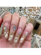 ネイルアンドアイラッシュスタジオ シュシュ(chouchou)/デザスカストーンアートロング