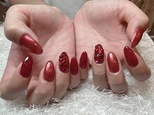 レアネイル 新宿(le'a nail)/赤ミラーネイル