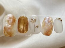 エムドットネイル 池袋(m.nail)/キャラメルブラウンとお花アート