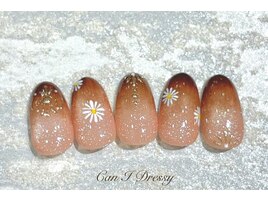秋手書きフラワーネイル¥9000