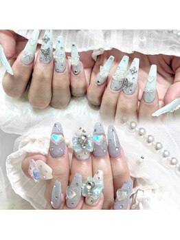 ミニョン(Minyon)の写真/新生活は美フォルム長さだしで憧れのちゅるん系ロングネイル♪【薬院大通り徒歩5分/天神駅徒歩15分/個室】