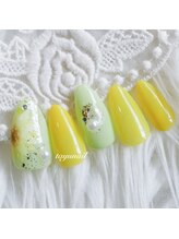 たゆ ネイル(たゆnail)/手描きひまわり夏ネイル